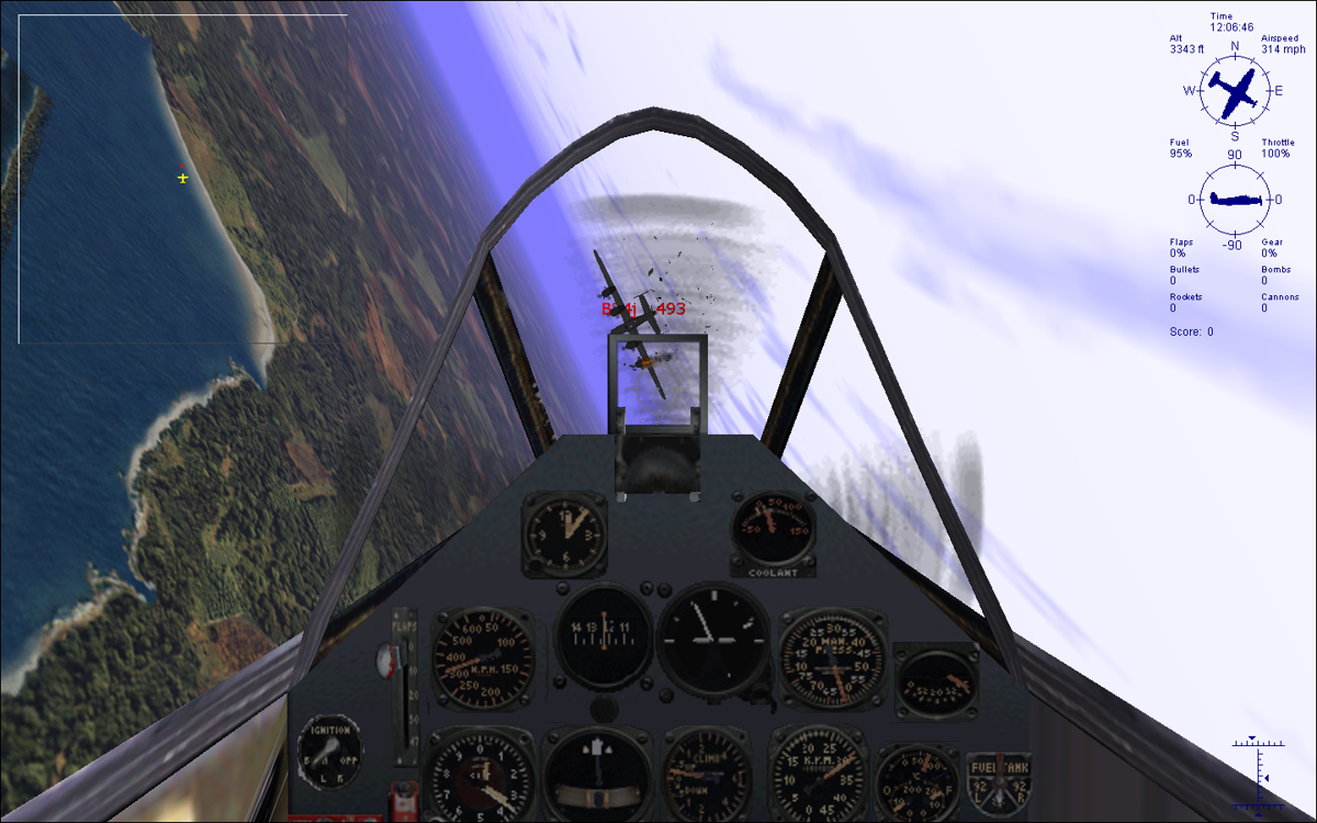 Microsoft Combat Flight Simulator: WWII Europe Series (Windows) screenshot: Shooting down a bomber.