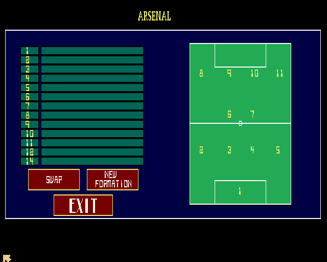 Soccer Team Manager (Amiga) screenshot: Team formations