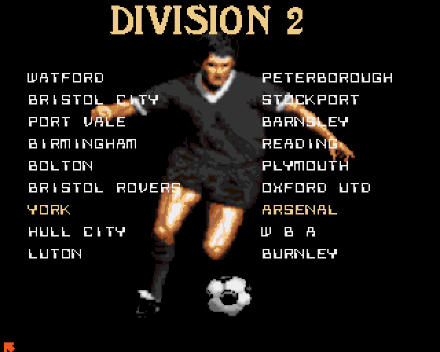Soccer Team Manager (Amiga) screenshot: Division 2 match about to start