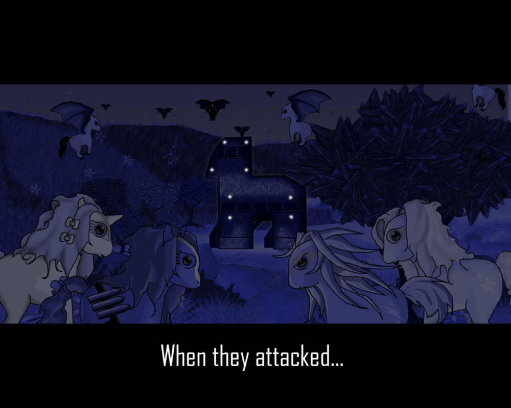 Assault on Planet Equidon (Windows) screenshot: Intro Cutscene: The ponies are scheming