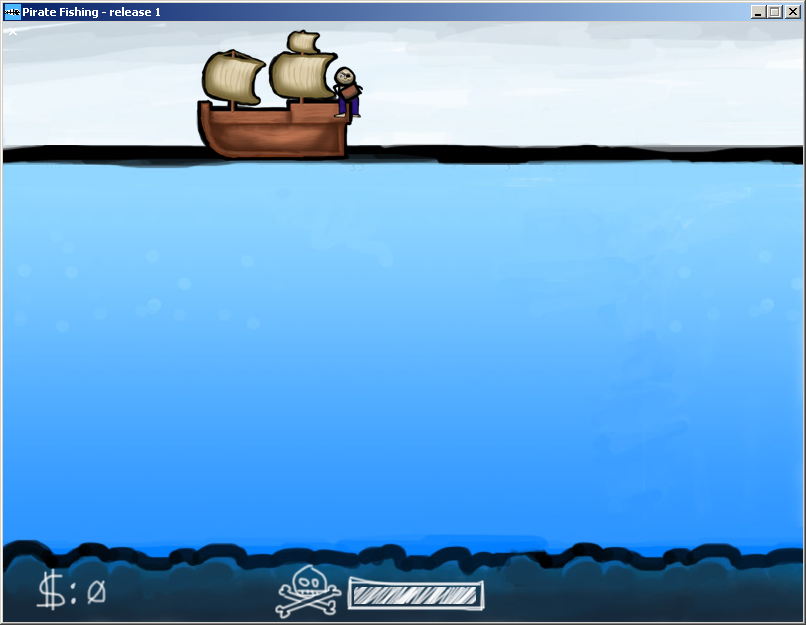 Pirate Fishing (Windows) screenshot: Starting with a clean blue sea