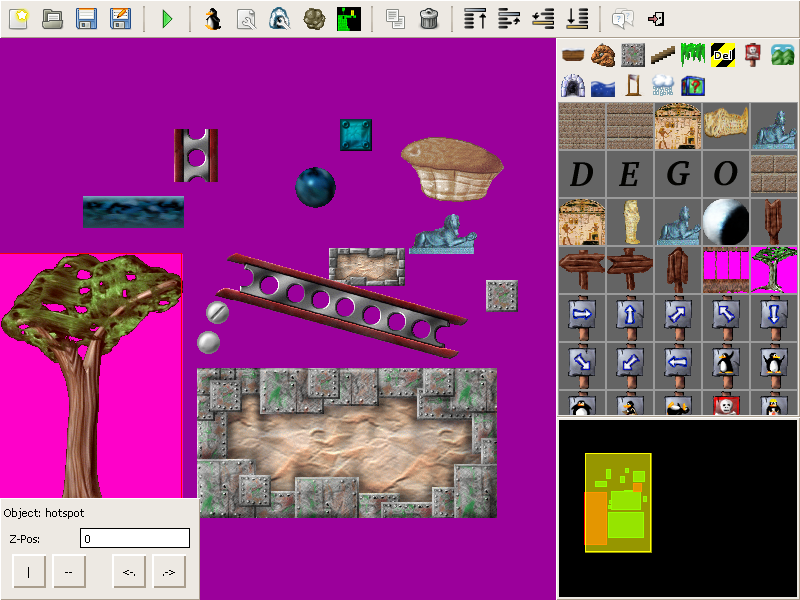 Pingus (Windows) screenshot: Level editor