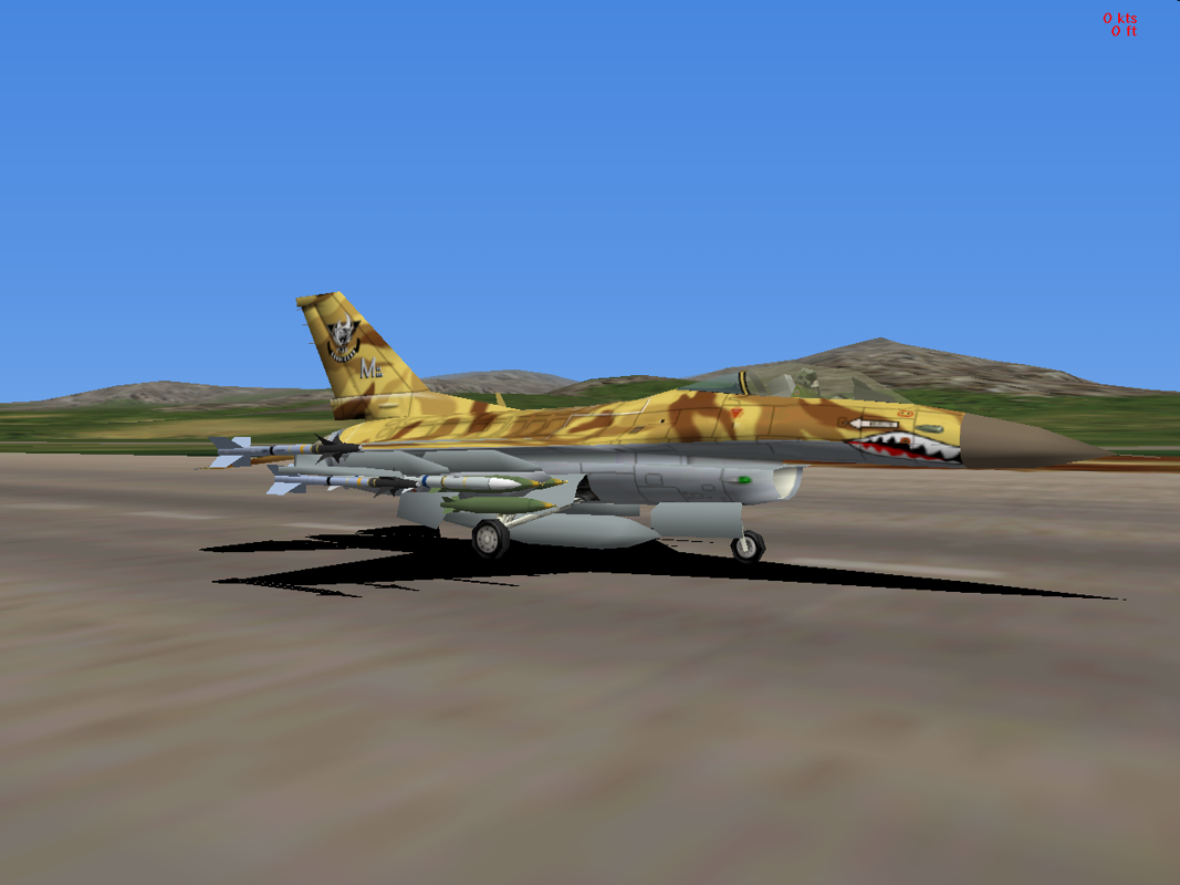 F-16 Aggressor (Windows) screenshot: The F-16 Fighting Falcon on the runway