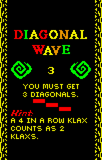 Klax (Lynx) screenshot: Diagonal Wave instructions