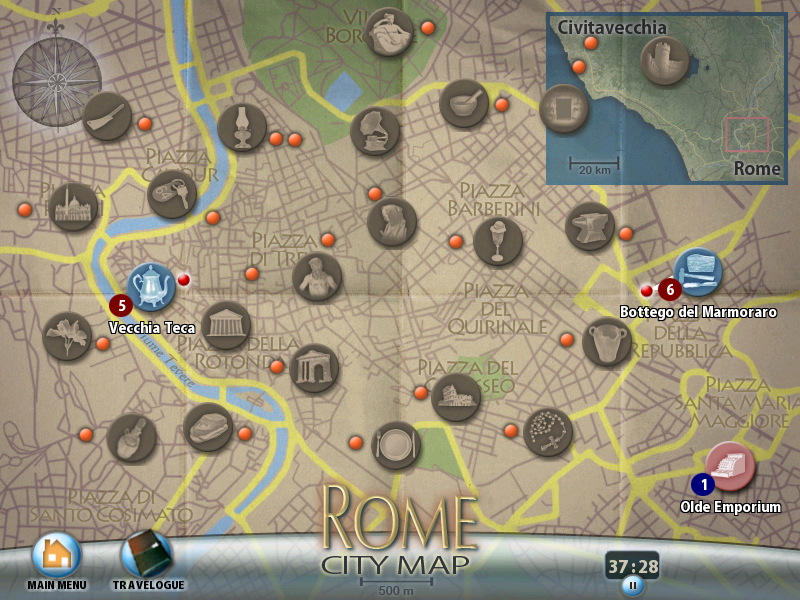 Rome: Curse of the Necklace (Windows) screenshot: Map