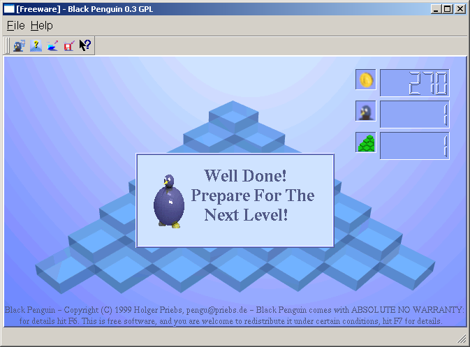 Black Penguin (Windows) screenshot: Completing a level