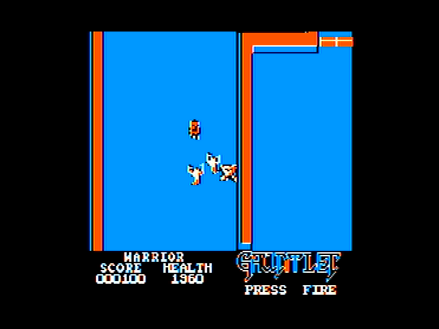 Gauntlet (Apple II) screenshot: The first level is fairly straightforward and easy.