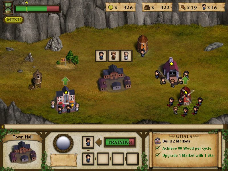 Forgotten Lands: First Colony (Windows) screenshot: Building two markets.