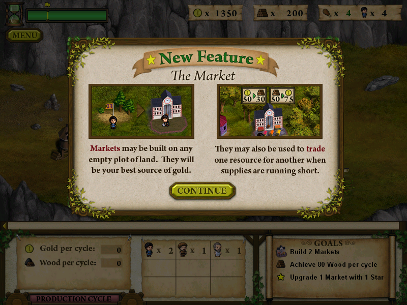 Forgotten Lands: First Colony (Windows) screenshot: Market introduction