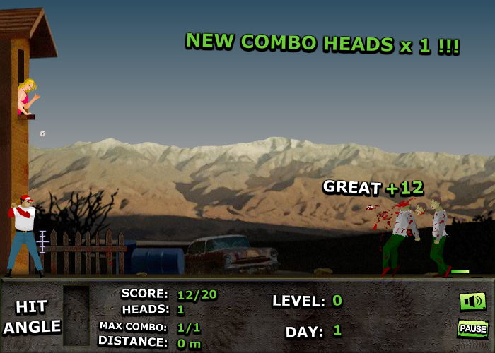 Screenshot of Zombie Baseball (Browser, 2008) MobyGames