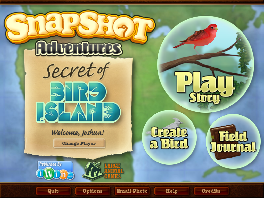 Snapshot Adventures: Secret of Bird Island (Windows) screenshot: Main title screen