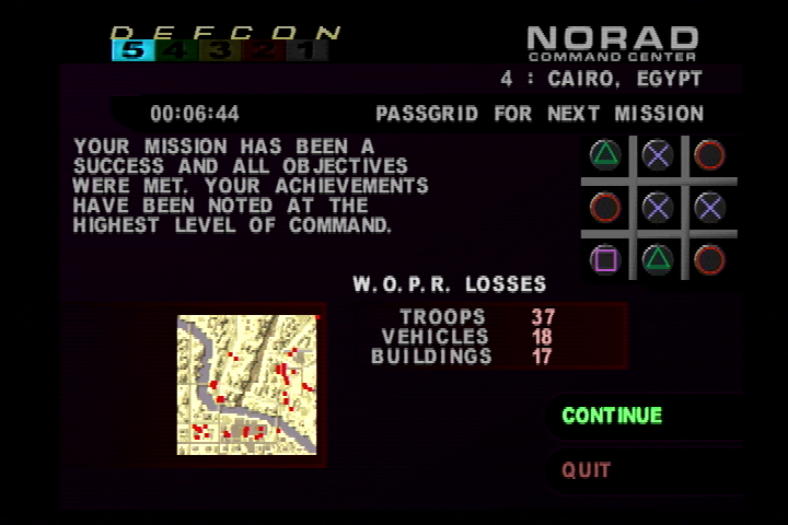 WarGames: DEFCON 1 (PlayStation) screenshot: The mission was a success.