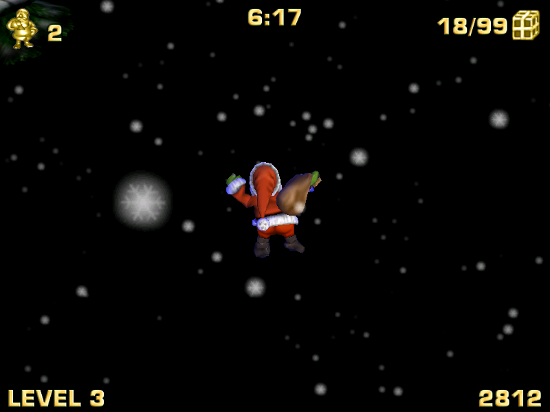 Santa Claus in Trouble (Windows) screenshot: Falling means you lose a life.