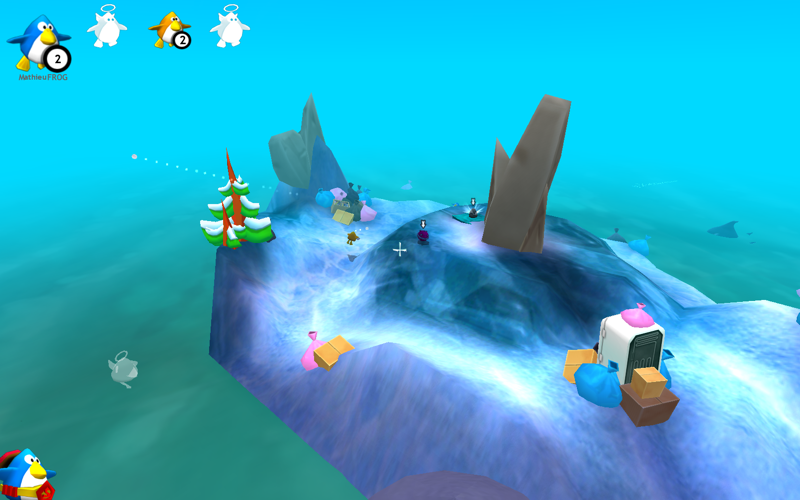 Penguins Arena (Windows) screenshot: Iceberg - Wastes (flying penguin)