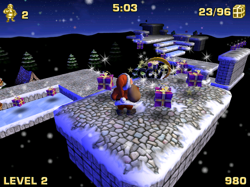 Santa Claus in Trouble (Windows) screenshot: Picking up the CDV logo means bonus points.