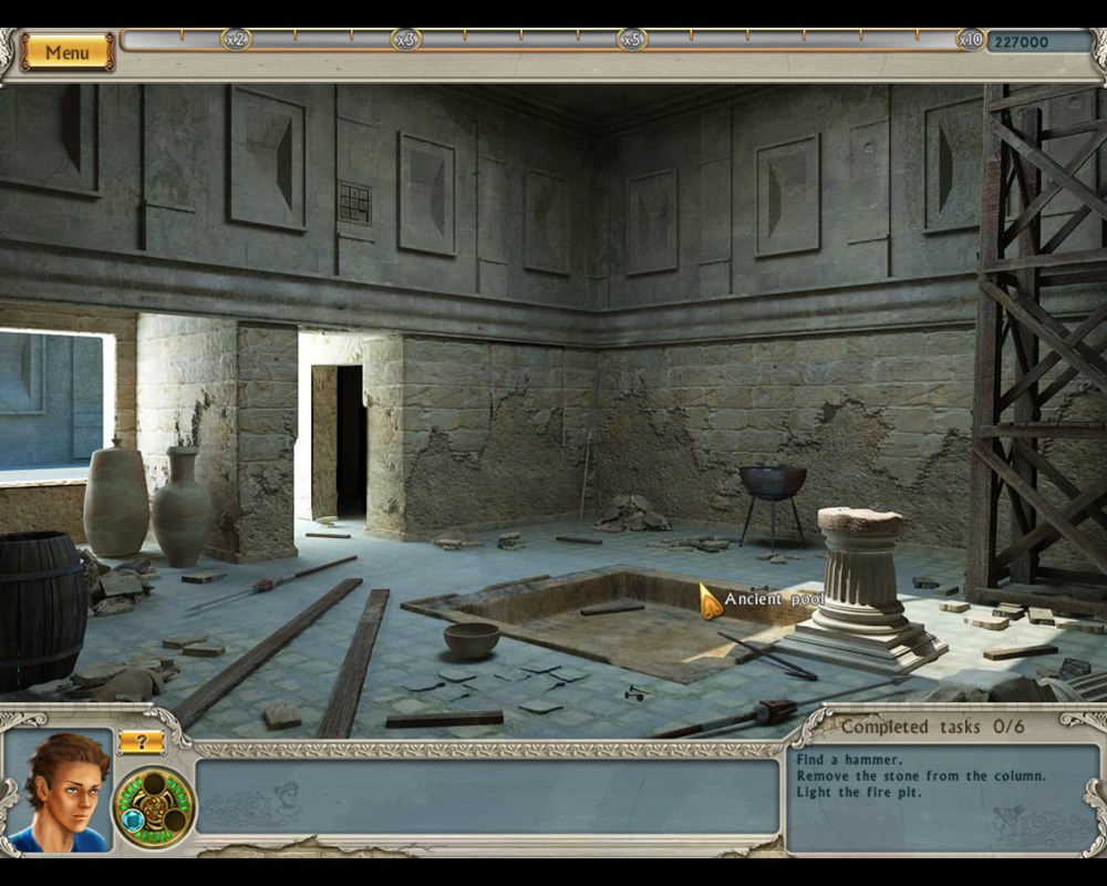 Alabama Smith in Escape from Pompeii (Windows) screenshot: Ancient pool