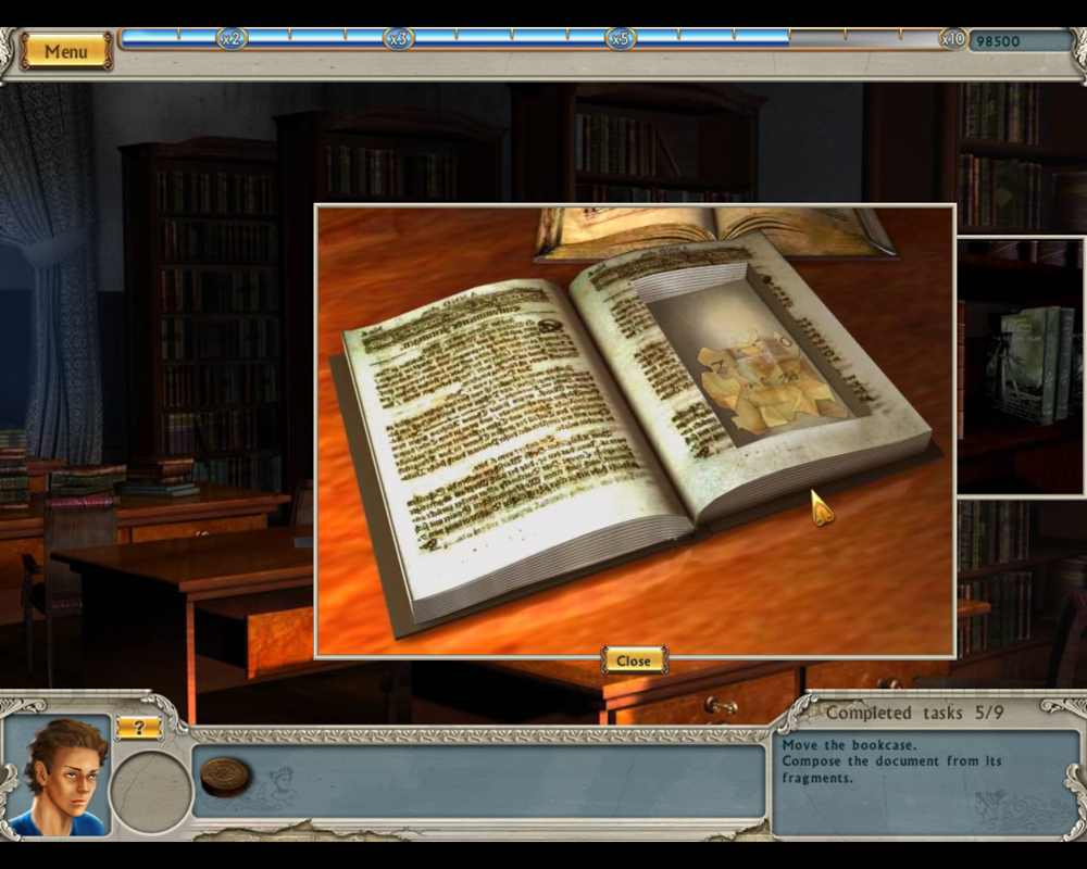 Alabama Smith in Escape from Pompeii (Windows) screenshot: Book compartment