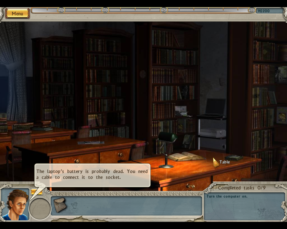 Alabama Smith in Escape from Pompeii (Windows) screenshot: Laptop