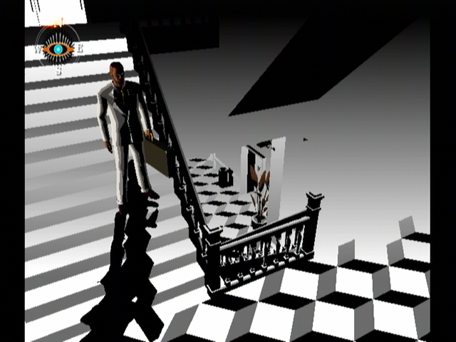 Killer7 (GameCube) screenshot: Things get wonkier the higher Garcian goes.