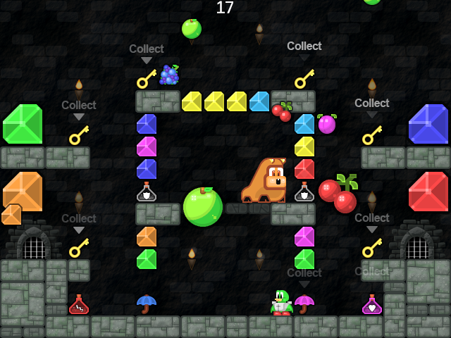Qwak (Windows) screenshot: Treasure level -- load up with as much as you can!