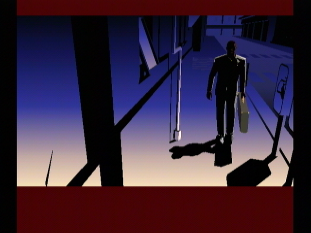 Killer7 (GameCube) screenshot: Out for a midnight stroll. Garcian's debut.