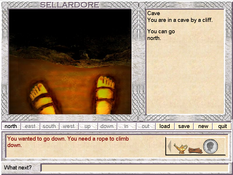 Sellardore Tales (Windows) screenshot: An obstacle indicating its own solution!