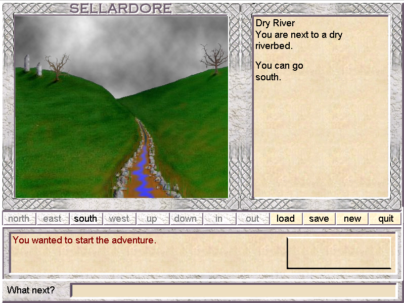 Sellardore Tales (Windows) screenshot: Starting location -- at the dammed-up river