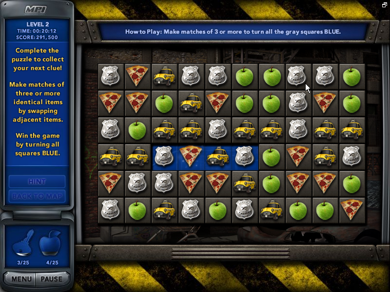 Mystery P.I.: The New York Fortune (Windows) screenshot: Mtach-three mini-game