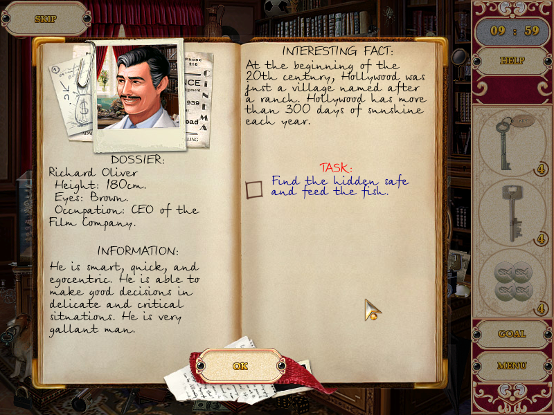 Detective Stories: Hollywood (Windows) screenshot: Objectives