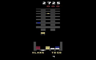 Klax (Atari 2600) screenshot: A game in progress