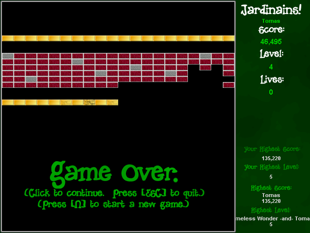Jardinains! (Windows) screenshot: Game over