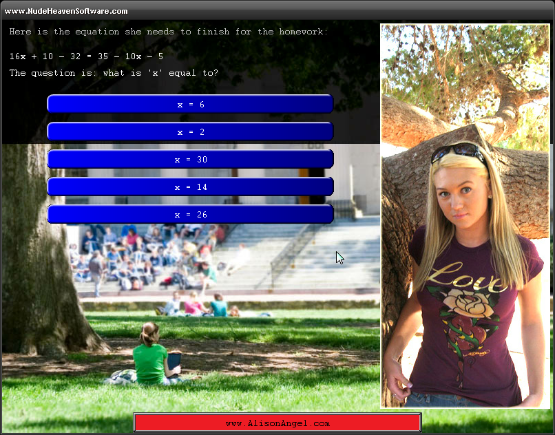 Nude School Dating Sim (Windows) screenshot: Oh boy, now I'm supposed to do her math homework