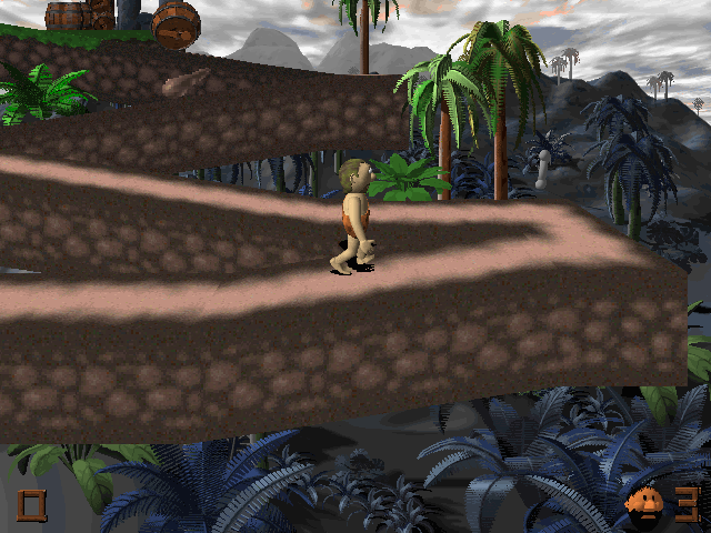3D Caveman Rocks (Windows) screenshot: A bone gives bonus points