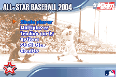 All-Star Baseball 2004 (Game Boy Advance) screenshot: Main menu