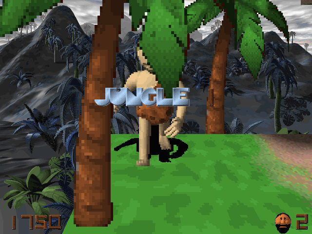 3D Caveman Rocks (Windows) screenshot: Starting Jungle, level one
