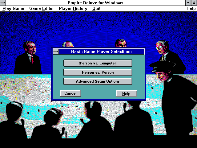 Empire Deluxe (Windows 3.x) screenshot: Set up a game.