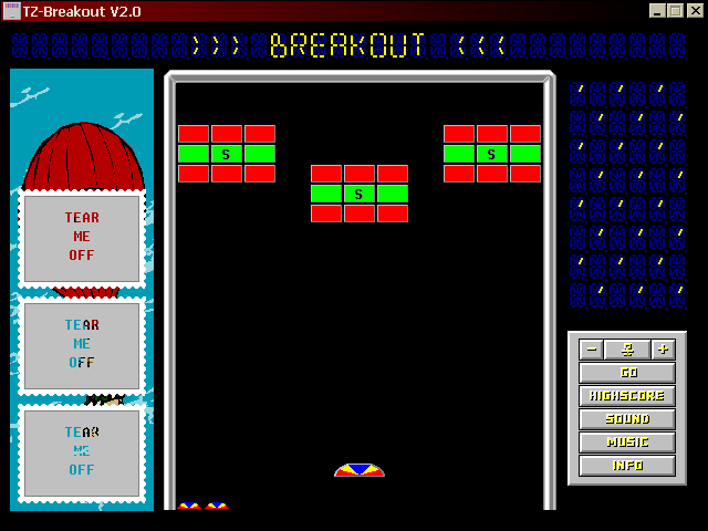 TZ-Breakout (Windows 3.x) screenshot: Starting a level