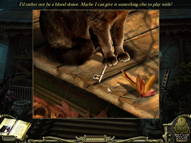 Mystery Case Files: Return to Ravenhearst (Windows) screenshot: Cat and key