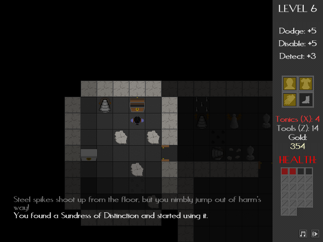 Necropolis (Browser) screenshot: Three out of four items currently applied.