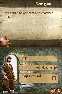 The Guild DS (Nintendo DS) screenshot: New game - Character Benefit