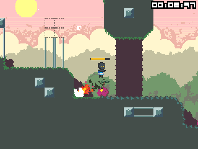 Verge (Windows) screenshot: Jump on top of enemies to take them out.