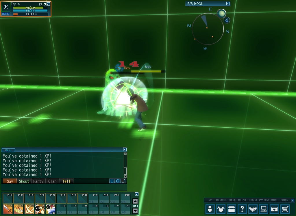 Megami Tensei Online: Imagine (Windows) screenshot: Slicing slimes during the battle training.