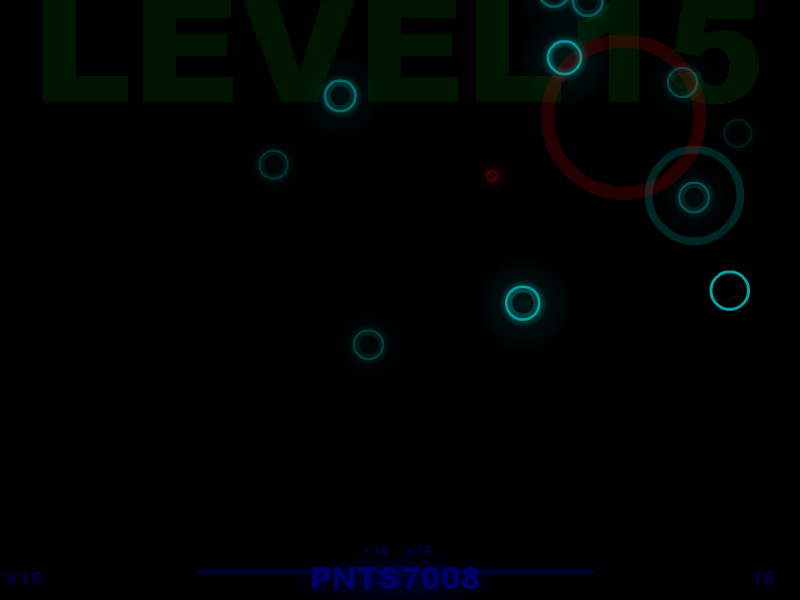 darkRun (Windows) screenshot: In higher levels, much more circles appear.