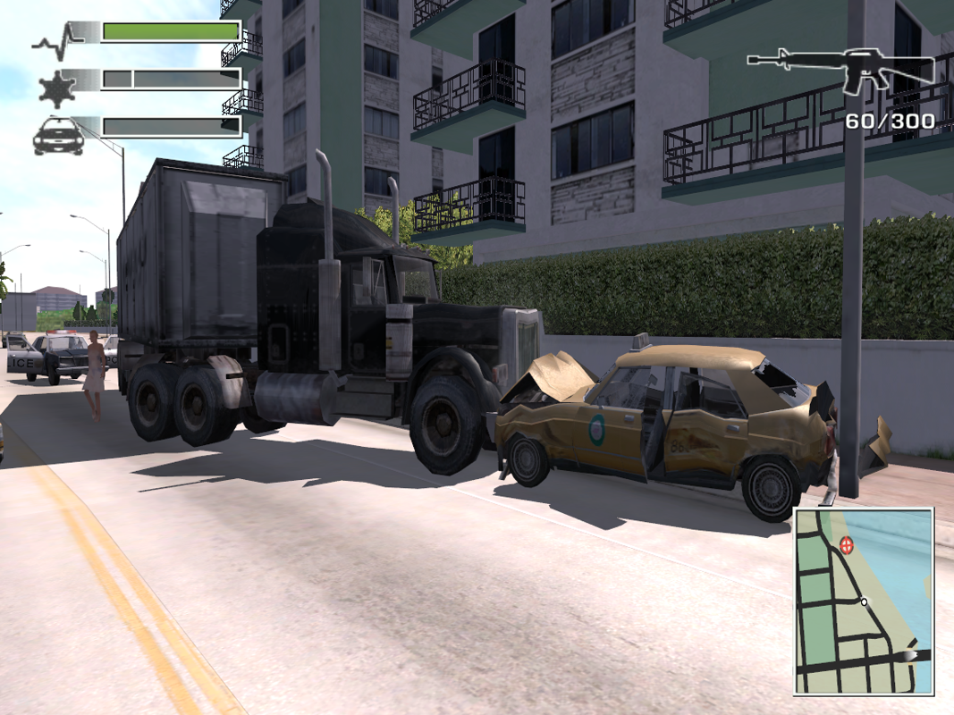 Driv3r (Windows) screenshot: Hit a taxi.
