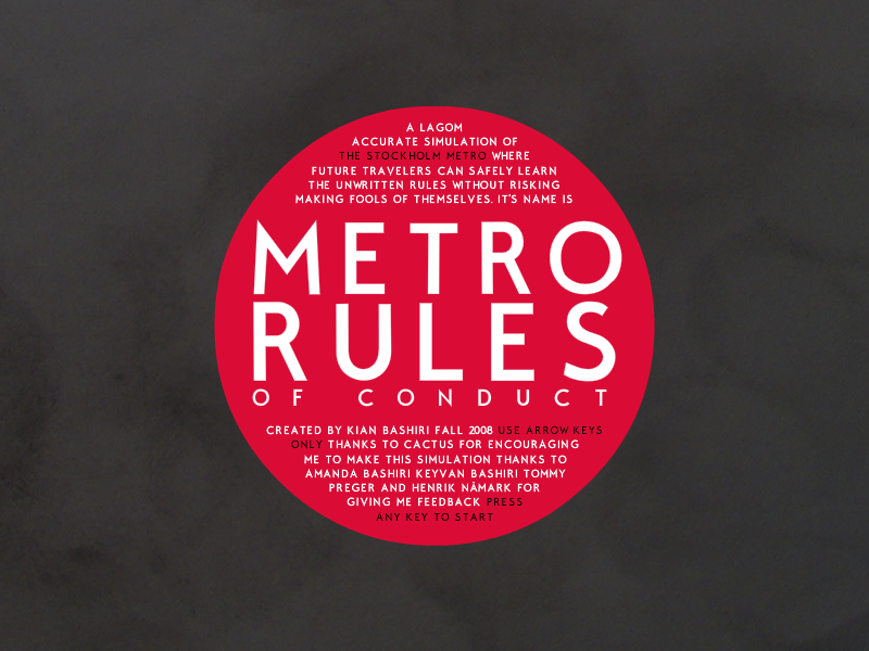 Metro Rules of Conduct (Browser) screenshot: Title screen