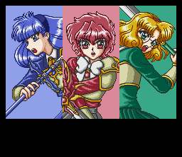 Magic Knight Rayearth (SNES) screenshot: Yay! Three hot babes in this mega-spicy erotic adventure!!... Uhh... Sorry, wrong game