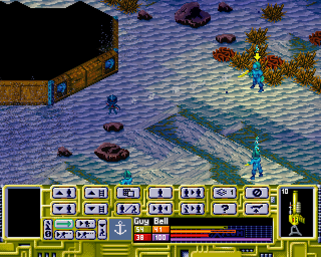 X-COM: Terror from the Deep (PlayStation) screenshot: That's a hit. The alien is down.