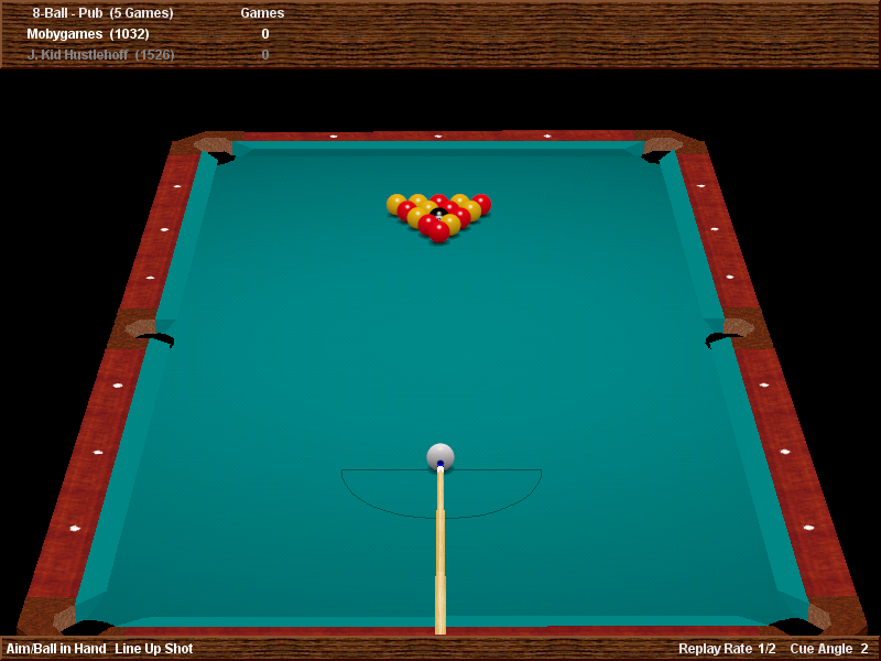 Virtual Pool Hall (Windows) screenshot: You can select the table color green, cyan, tan and red