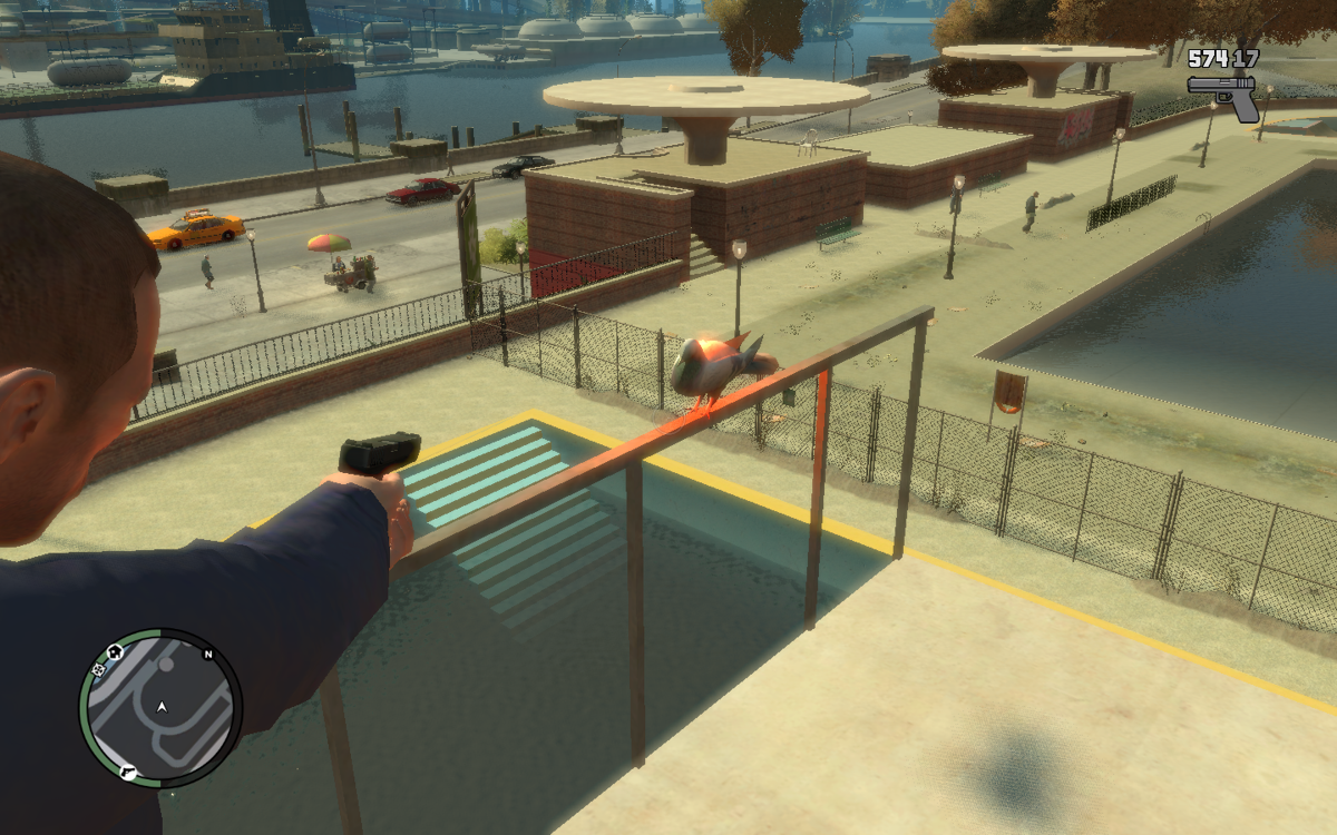 Grand Theft Auto IV (Windows) screenshot: Hidden packages come in the form of pigeons...