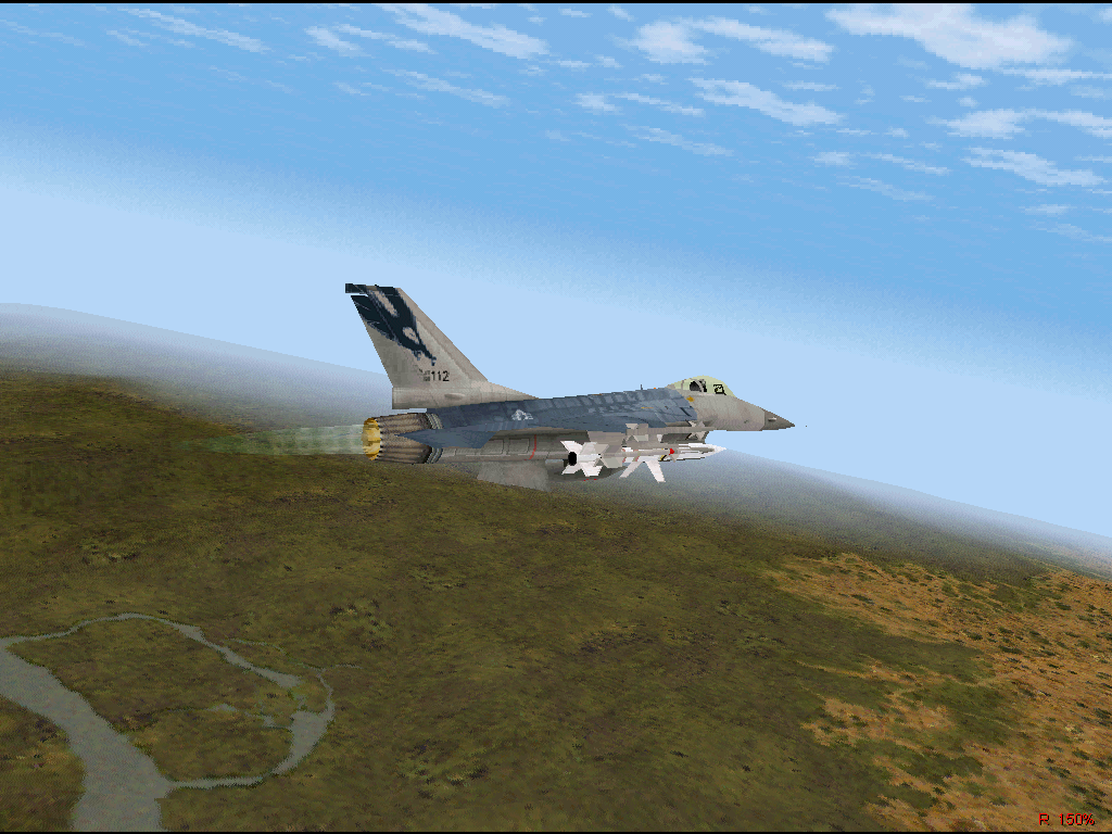 F-16 Multirole Fighter (Windows) screenshot: External view of the F-16